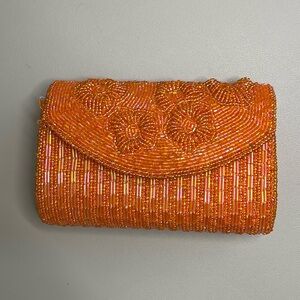 Orange Beaded Bijoux Terner Clutch